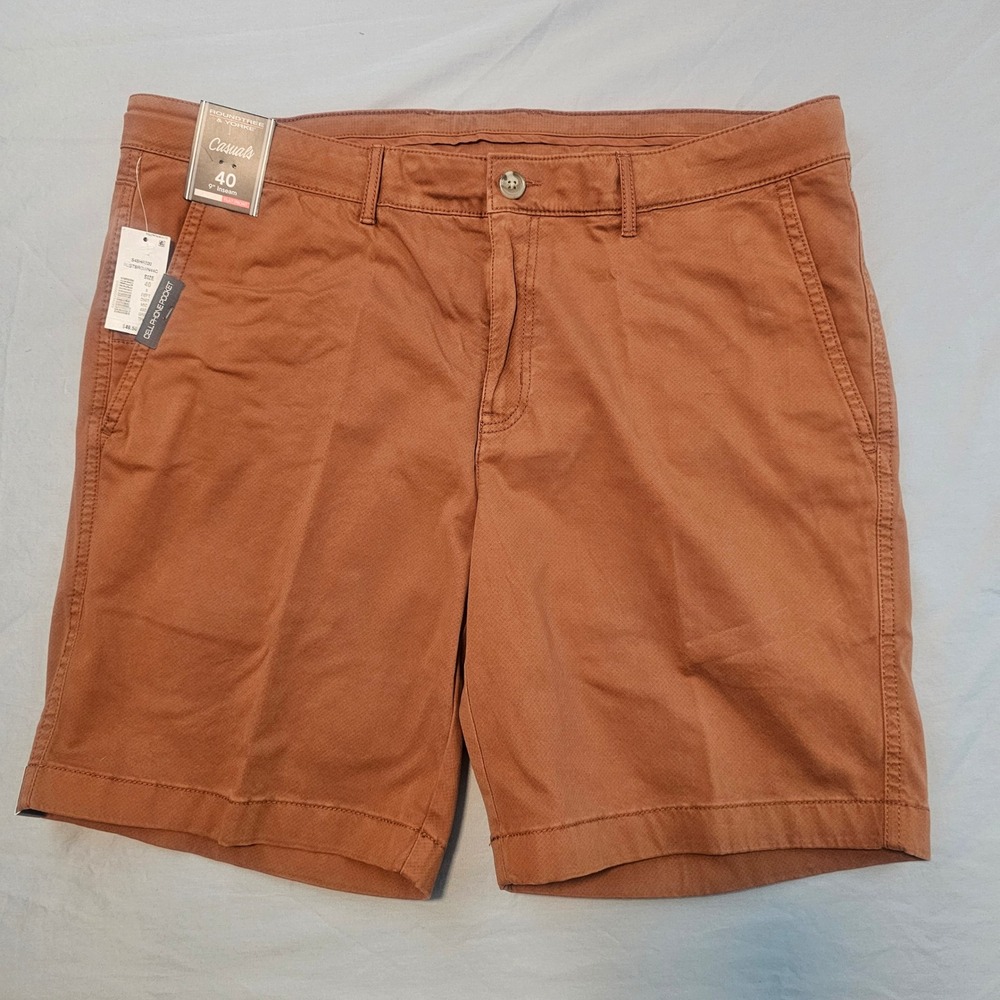 Roundtree Yorke Size 40 Straight Shorts Rust Brown Geo Design 9" inseam NWT L892 - Picture 3 of 6